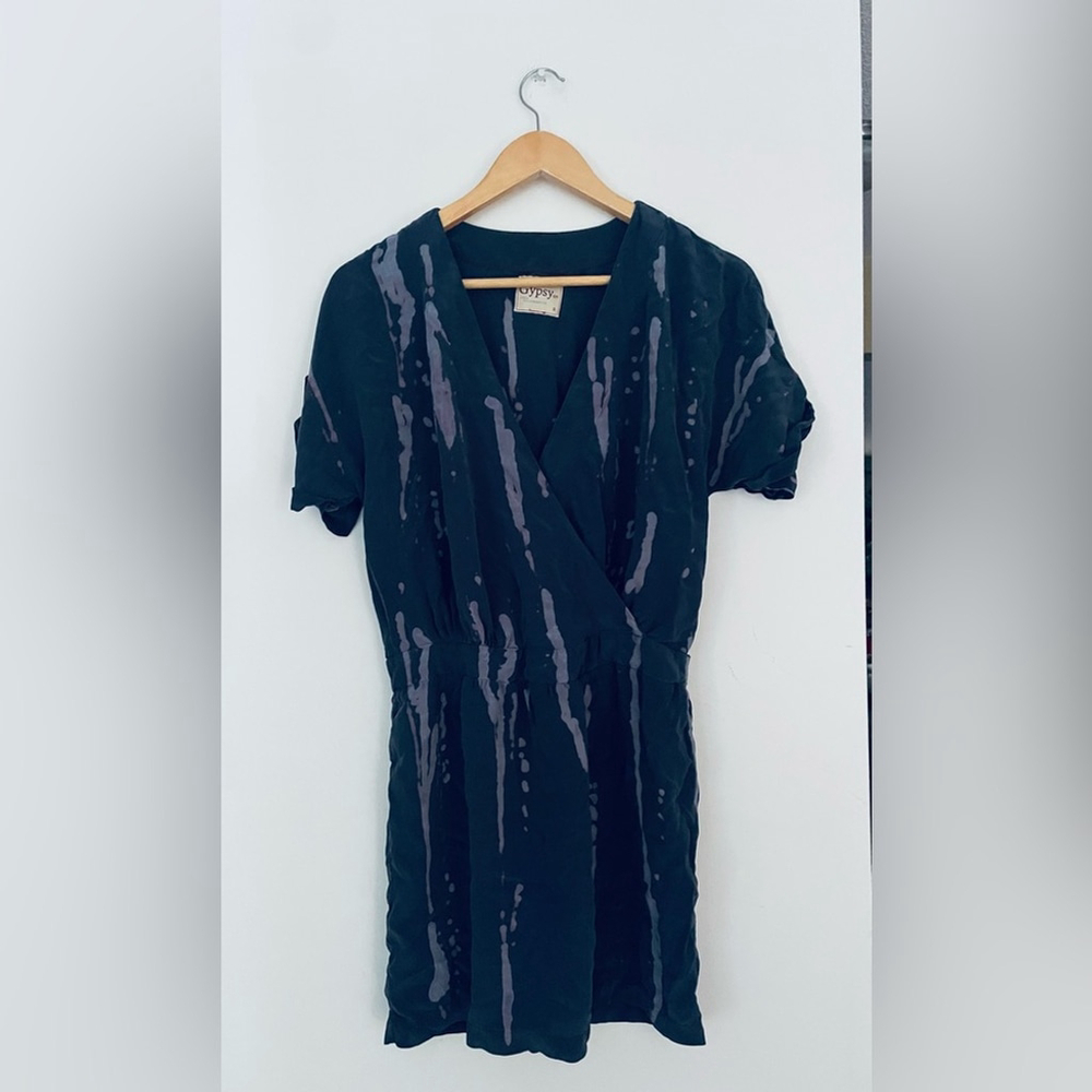 Gypsy 5 Silk Blue And Gray Dress Striped